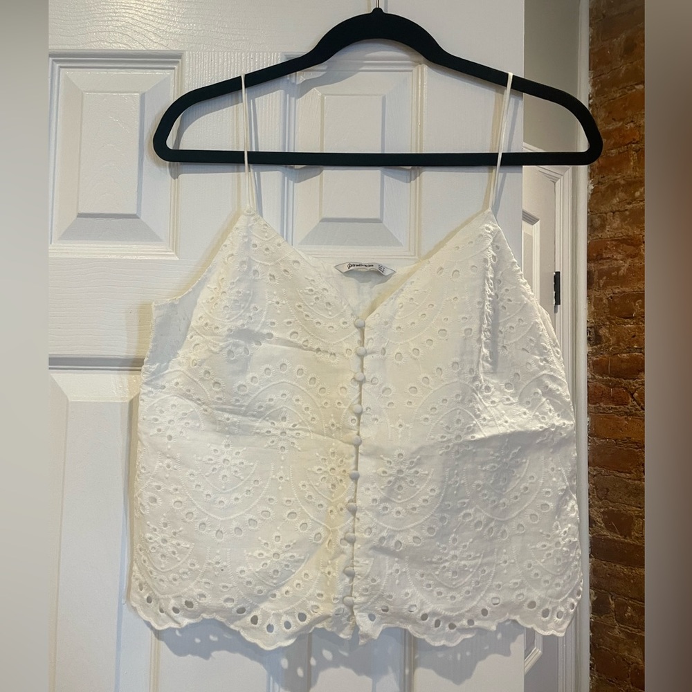 Stradivarius White Eyelet Top